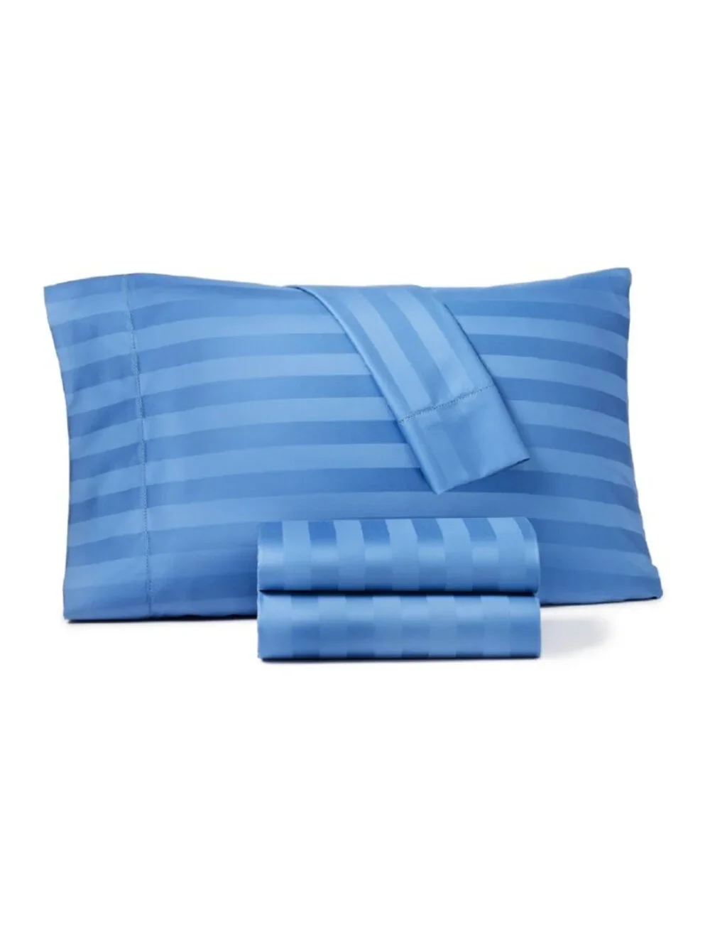 new CORNFLOWER BLUE STRIPE Charter Club Damask 550TC 100% Cotton QUEEN Sheet Set